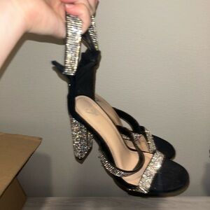Windsor Black and Silver Strappy Heels